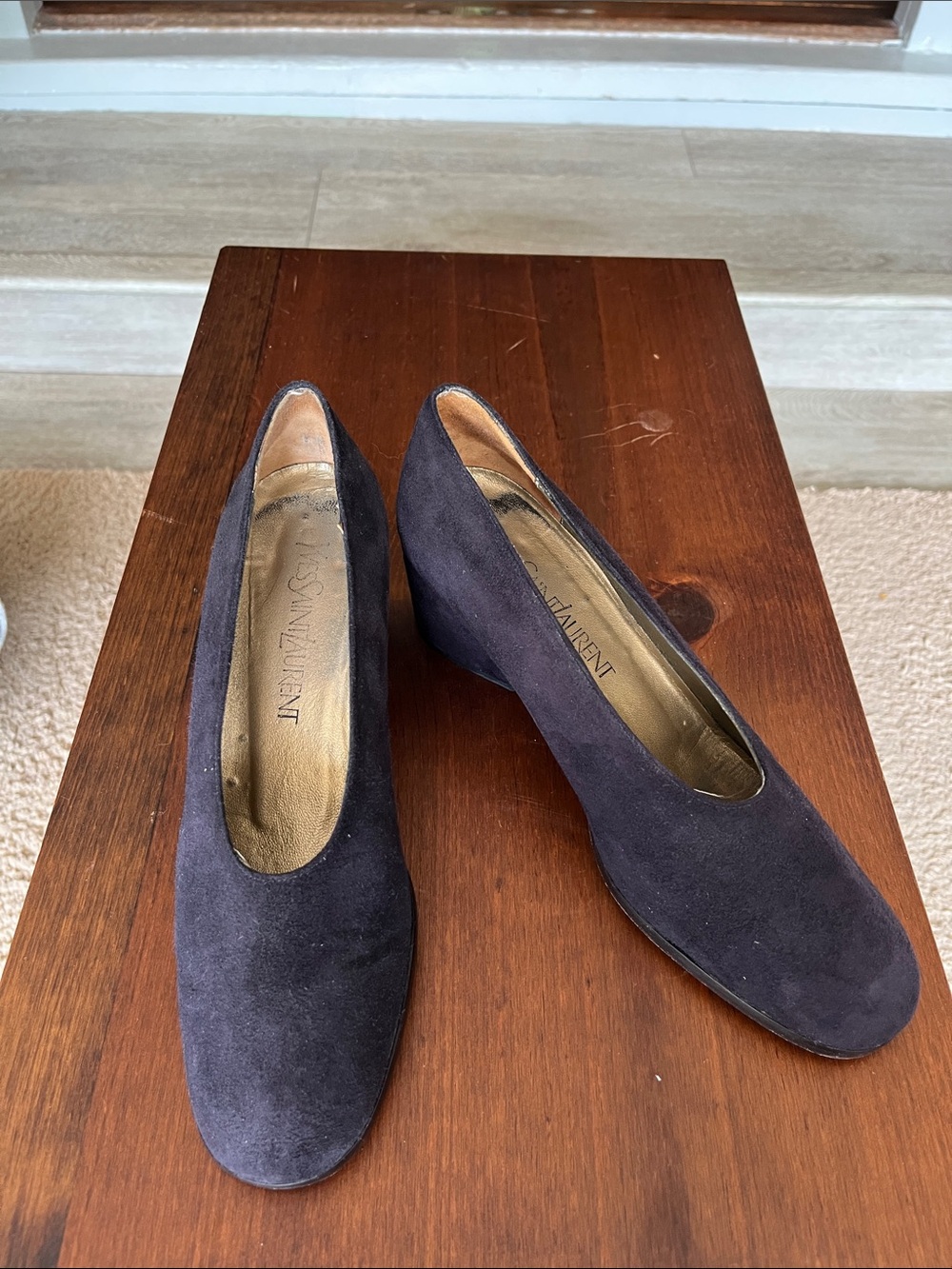 Vintage Yves Saint Laurent Black Suede Wedge Pumps